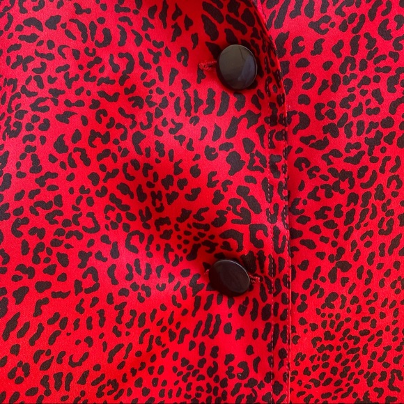 Vintage Valentino Red Silk Cheetah Long Sleeve Blouse 42 - Picture 6 of 12